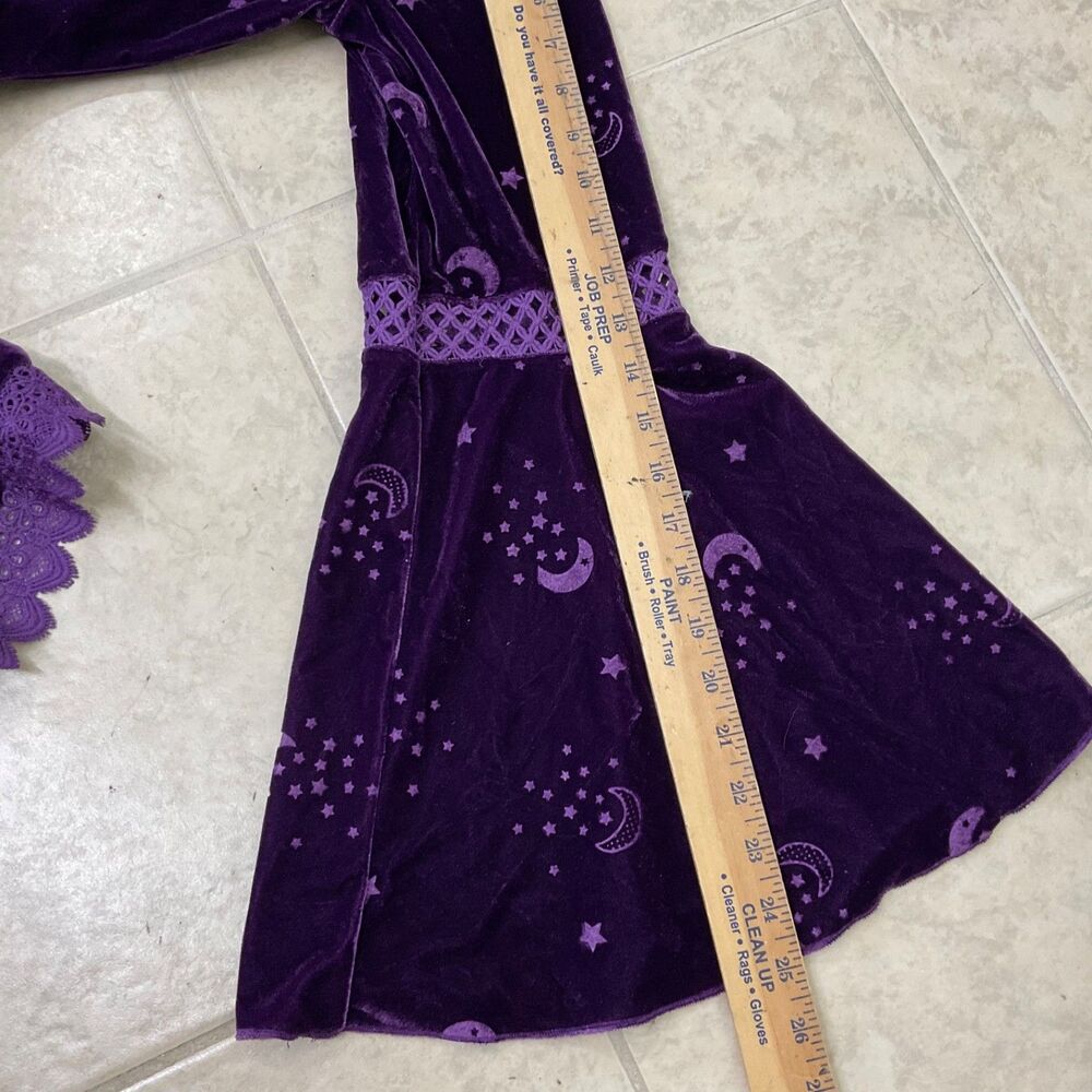 Spirit Halloween Midnight Sorceress Velour Hooded mini Dress XL Moon Stars - Picture 9 of 10